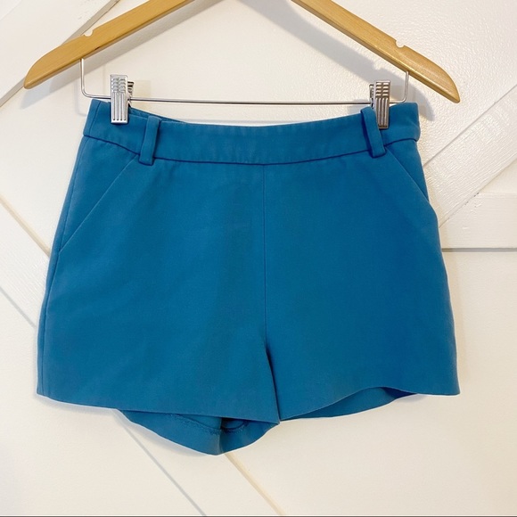 Maje High Rise Slim Fit Chino Knit Shorts Blue Sz 36 Small - Picture 1 of 10